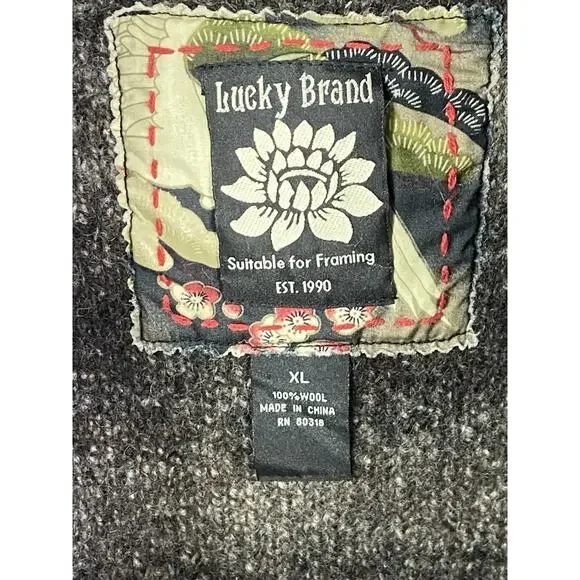 Lucky Brand Y2K Hooded Cardigan Sweater Women’s XL 100% Wool 90’s Grunge Retro - Picture 2 of 11